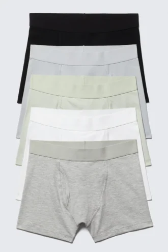 5-Pack Boxer Briefs – Black/Blue/Green/White/Grey