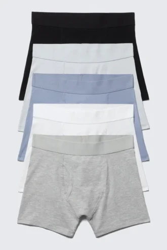 5-Pack Boxer Briefs – Black/Grey/Blue/White