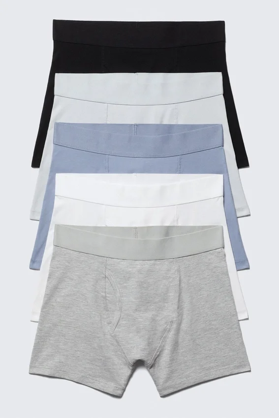 5-Pack Boxer Briefs – Black/Grey/Blue/White 5-Pack Boxer Briefs – Black/Grey/Blue/White