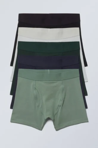 5-Pack Boxer Briefs – Green Blue Off-White Black