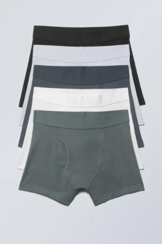 5-Pack Boxer Briefs – White Black Grey Blue