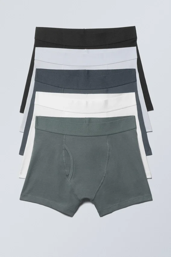5-Pack Boxer Briefs – White Black Grey Blue 5-Pack Boxer Briefs – White Black Grey Blue