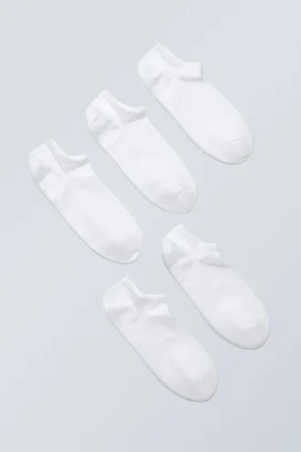 5-Pack Cotton Trainer Socks – White
