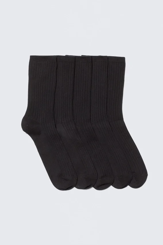 5-Pack Rib Socks – Black 5-Pack Rib Socks – Black