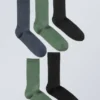 5-Pack Rib Socks – Dusty Green Dusty Blue Black 5-Pack Rib Socks – Dusty Green Dusty Blue Black