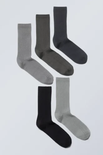 5-Pack Rib Socks – Dusty Grey Mix