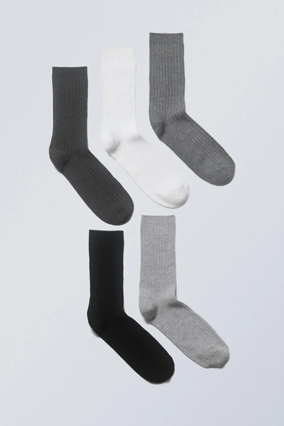 5-Pack Rib Socks – Grey Mix 5-Pack Rib Socks – Grey Mix