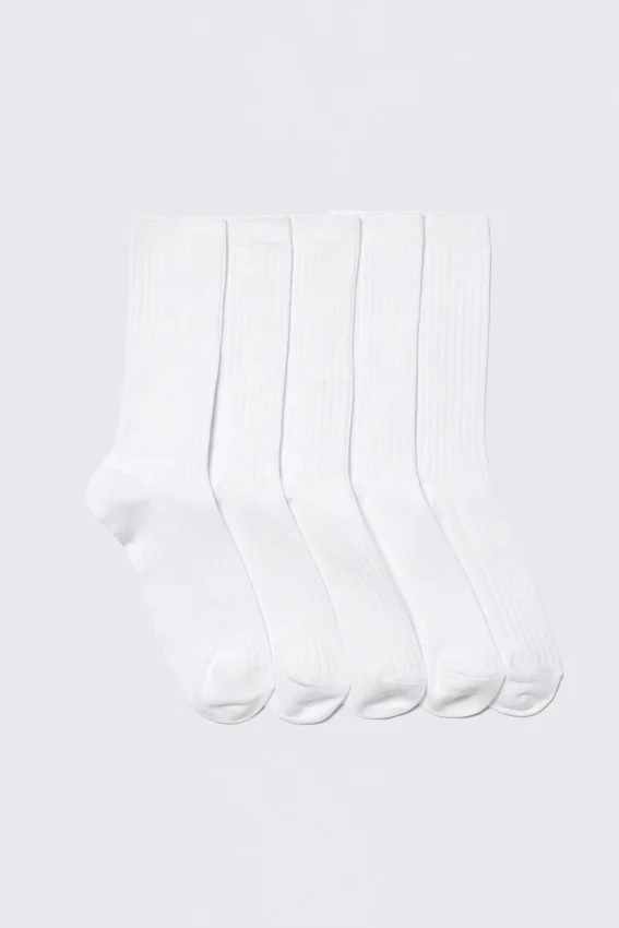 5-Pack Rib Socks – White 5-Pack Rib Socks – White