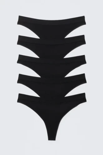 5-Pack Seamless Thongs – Black
