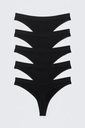 5-Pack Seamless Thongs – Black