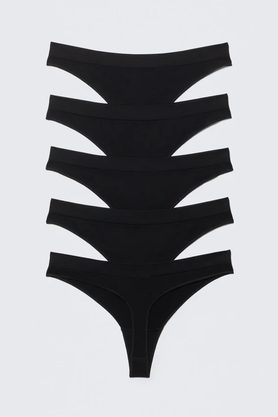 5-Pack Seamless Thongs – Black 5-Pack Seamless Thongs – Black