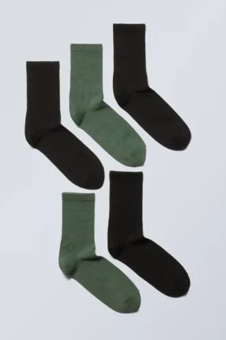 5-Pack Sport Socks – Black Dusty Green