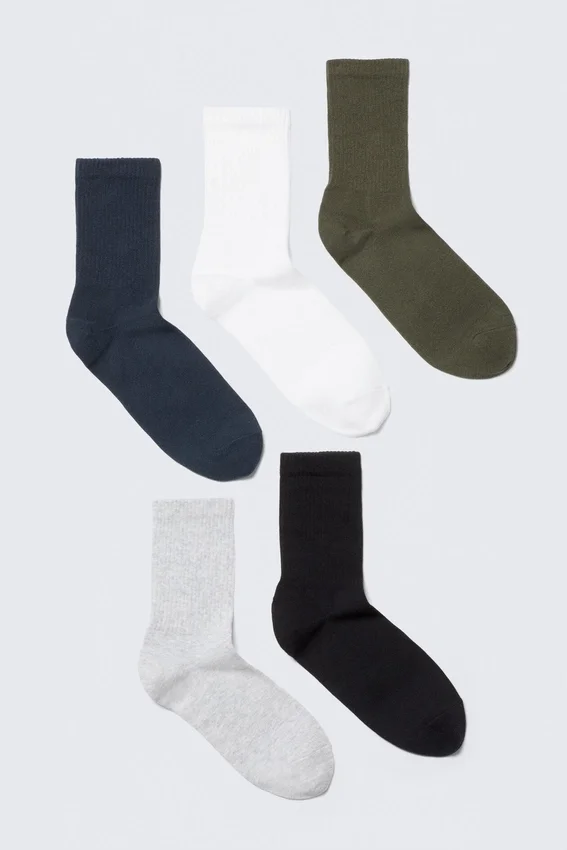 5-Pack Sport Socks – Blue/Green/Grey/Black/White 5-Pack Sport Socks – Blue/Green/Grey/Black/White