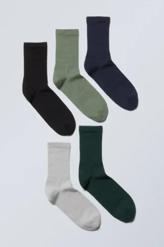 5-Pack Sport Socks – Green Black Grey Navy