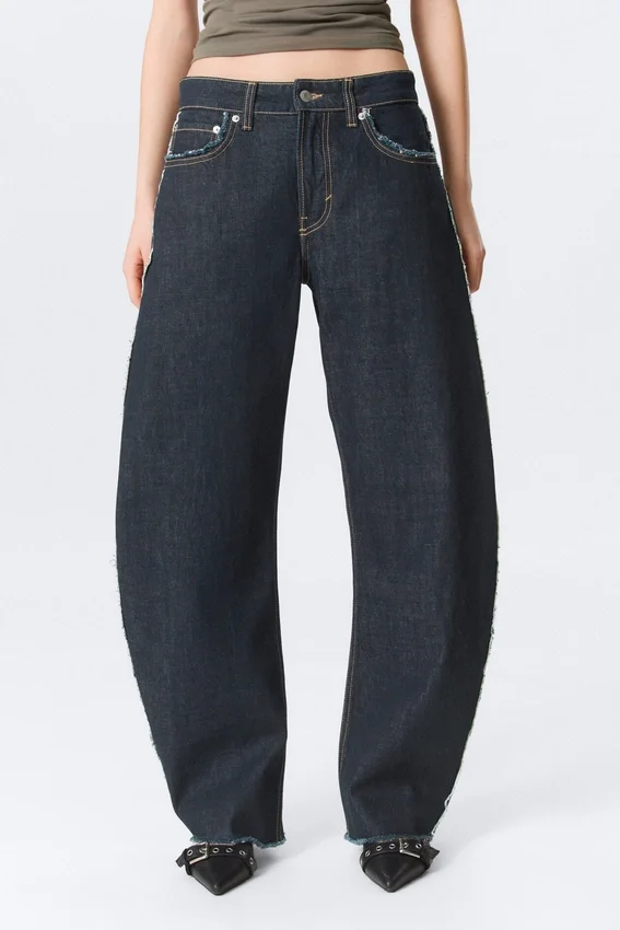 Abell Mid Rise Regular Barrel Jeans – Blue Rinse – Dark Blue Abell Mid Rise Regular Barrel Jeans – Blue Rinse – Dark Blue
