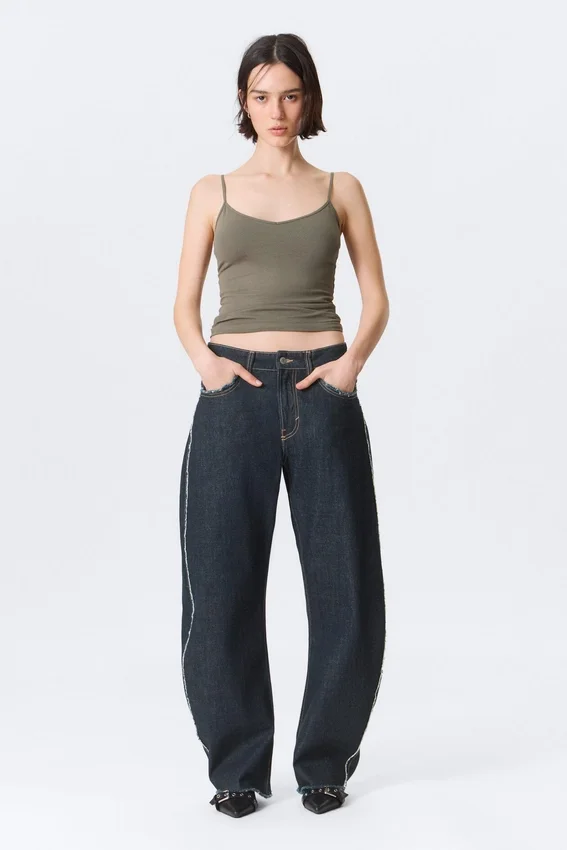 Abell Mid Rise Regular Barrel Jeans – Blue Rinse – Dark Blue Abell Mid Rise Regular Barrel Jeans – Blue Rinse – Dark Blue