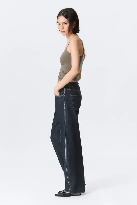 Abell Mid Rise Regular Barrel Jeans – Blue Rinse – Dark Blue Abell Mid Rise Regular Barrel Jeans – Blue Rinse – Dark Blue
