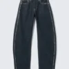 Abell Mid Rise Regular Barrel Jeans – Blue Rinse – Dark Blue Abell Mid Rise Regular Barrel Jeans – Blue Rinse – Dark Blue