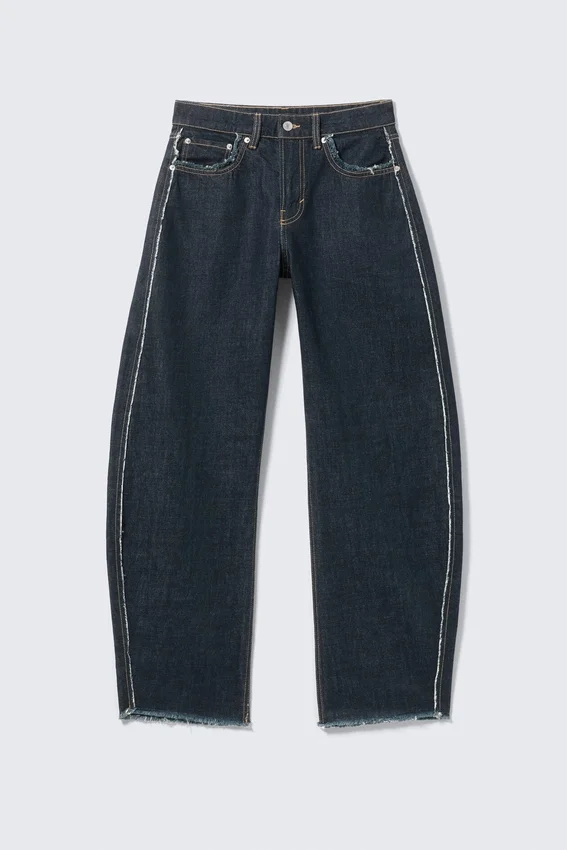 Abell Mid Rise Regular Barrel Jeans – Blue Rinse – Dark Blue Abell Mid Rise Regular Barrel Jeans – Blue Rinse – Dark Blue