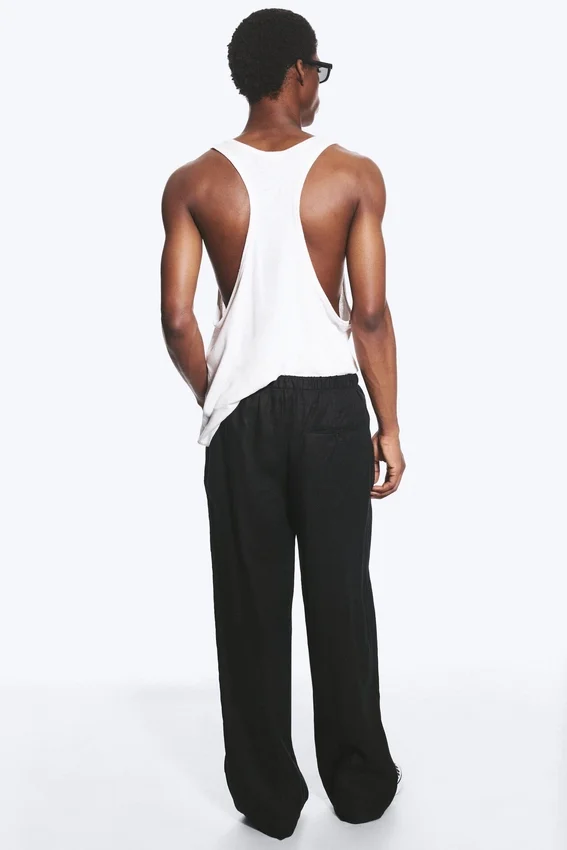 Adler Loose Fit Straight Linen Blend Trousers – Black Adler Loose Fit Straight Linen Blend Trousers – Black