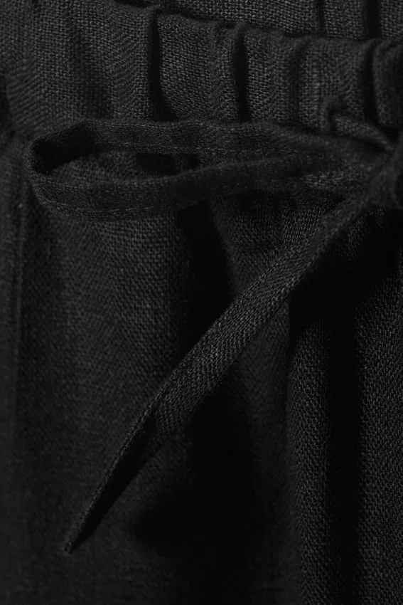 Adler Loose Fit Straight Linen Blend Trousers – Black Adler Loose Fit Straight Linen Blend Trousers – Black