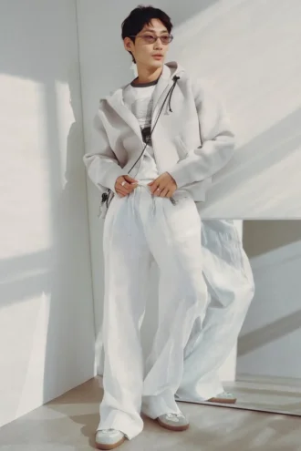 Adler Loose Fit Straight Linen Blend Trousers – White Adler Loose Fit Straight Linen Blend Trousers – White