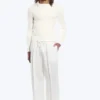 Adler Loose Fit Straight Linen Blend Trousers – White Adler Loose Fit Straight Linen Blend Trousers – White