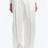 Adler Loose Fit Straight Linen Blend Trousers – White Adler Loose Fit Straight Linen Blend Trousers – White