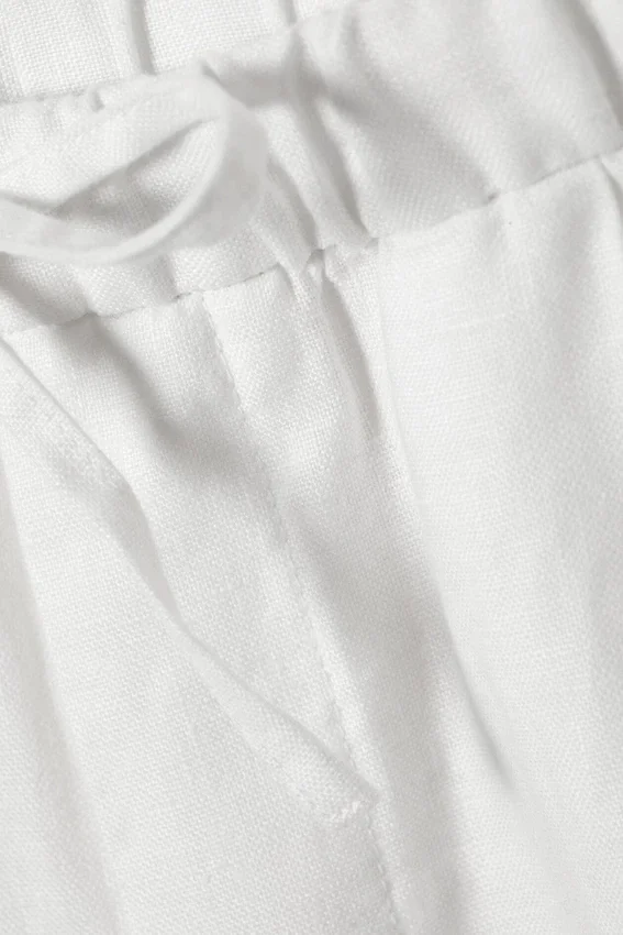 Adler Loose Fit Straight Linen Blend Trousers – White Adler Loose Fit Straight Linen Blend Trousers – White