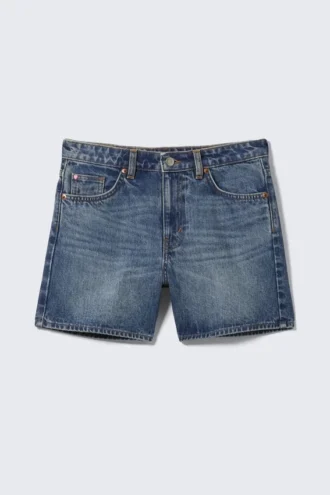 Aimo Mid-Rise Straight Leg Denim Shorts – Mountain Blue – Medium Blue Aimo Mid-Rise Straight Leg Denim Shorts – Mountain Blue – Medium Blue