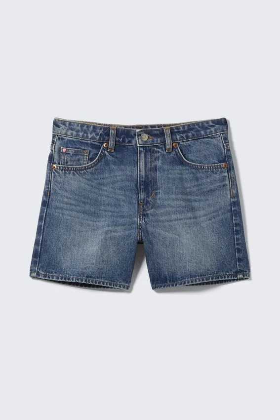 Aimo Mid-Rise Straight Leg Denim Shorts – Mountain Blue – Medium Blue Aimo Mid-Rise Straight Leg Denim Shorts – Mountain Blue – Medium Blue