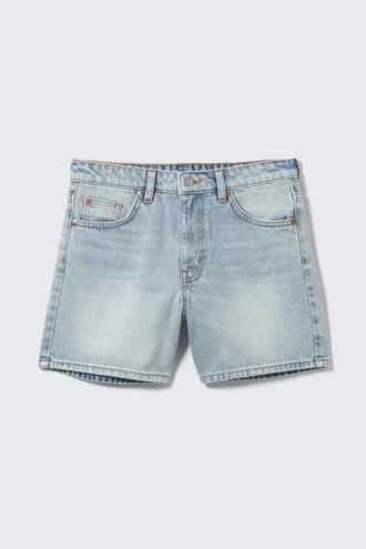 Aimo Mid-Rise Straight Leg Denim Shorts – Venice Blue – Light Blue Aimo Mid-Rise Straight Leg Denim Shorts – Venice Blue – Light Blue