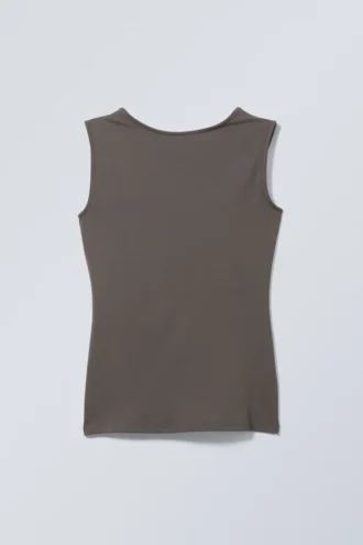 Alba Open Back Top – Dark Khaki Green
