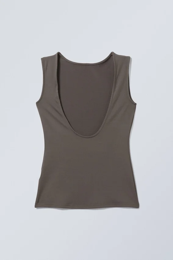 Alba Open Back Top – Dark Khaki Green Alba Open Back Top – Dark Khaki Green