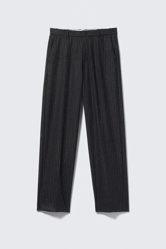 Alessi Relaxed Suit Trousers – Black Pinstripe Alessi Relaxed Suit Trousers – Black Pinstripe