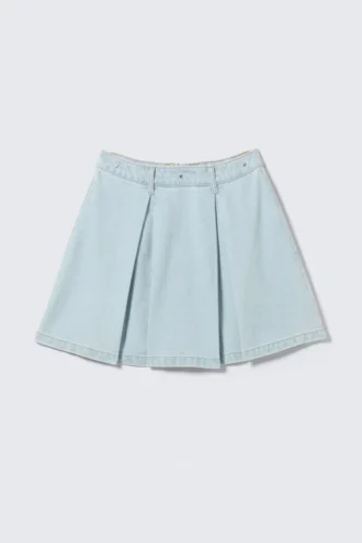 Amber High Waisted Circle Midi Denim Skirt – Sky Blue – Light Blue