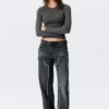 Ample Frayed Low Rise Loose Wide Jeans – Kimberly Blue – Dark Blue Ample Frayed Low Rise Loose Wide Jeans – Kimberly Blue – Dark Blue