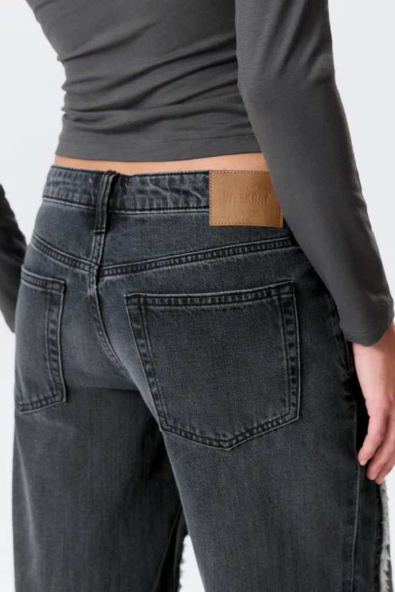 Ample Frayed Low Rise Loose Wide Jeans – Kimberly Blue – Dark Blue Ample Frayed Low Rise Loose Wide Jeans – Kimberly Blue – Dark Blue