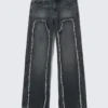 Ample Frayed Low Rise Loose Wide Jeans – Kimberly Blue – Dark Blue Ample Frayed Low Rise Loose Wide Jeans – Kimberly Blue – Dark Blue