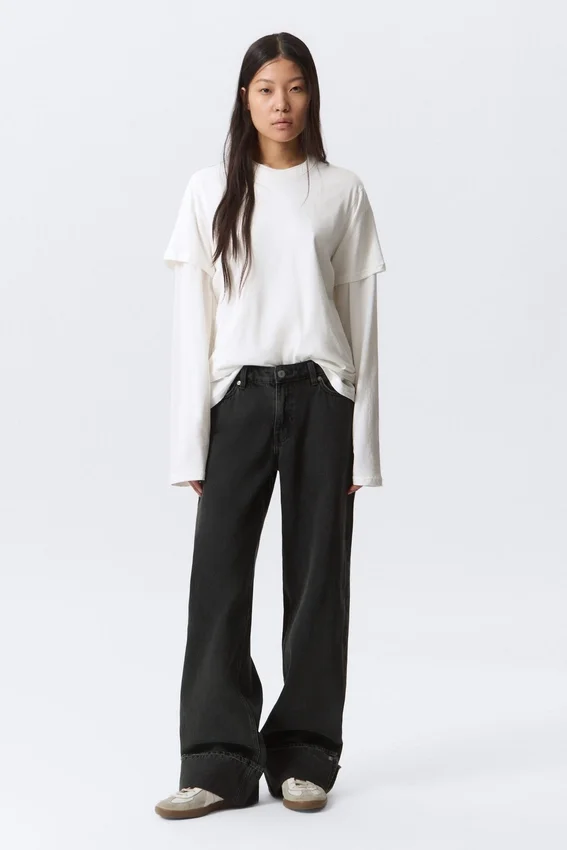 Ample Low Rise Loose Wide Cuff Jeans – Elegie Black – Black Ample Low Rise Loose Wide Cuff Jeans – Elegie Black – Black