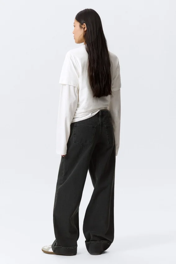 Ample Low Rise Loose Wide Cuff Jeans – Elegie Black – Black Ample Low Rise Loose Wide Cuff Jeans – Elegie Black – Black