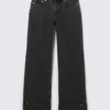 Ample Low Rise Loose Wide Cuff Jeans – Elegie Black – Black Ample Low Rise Loose Wide Cuff Jeans – Elegie Black – Black
