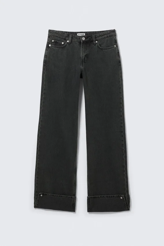 Ample Low Rise Loose Wide Cuff Jeans – Elegie Black – Black Ample Low Rise Loose Wide Cuff Jeans – Elegie Black – Black