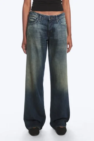 Ample Low Rise Loose Wide Jeans – Baltic Blue – Dark Blue