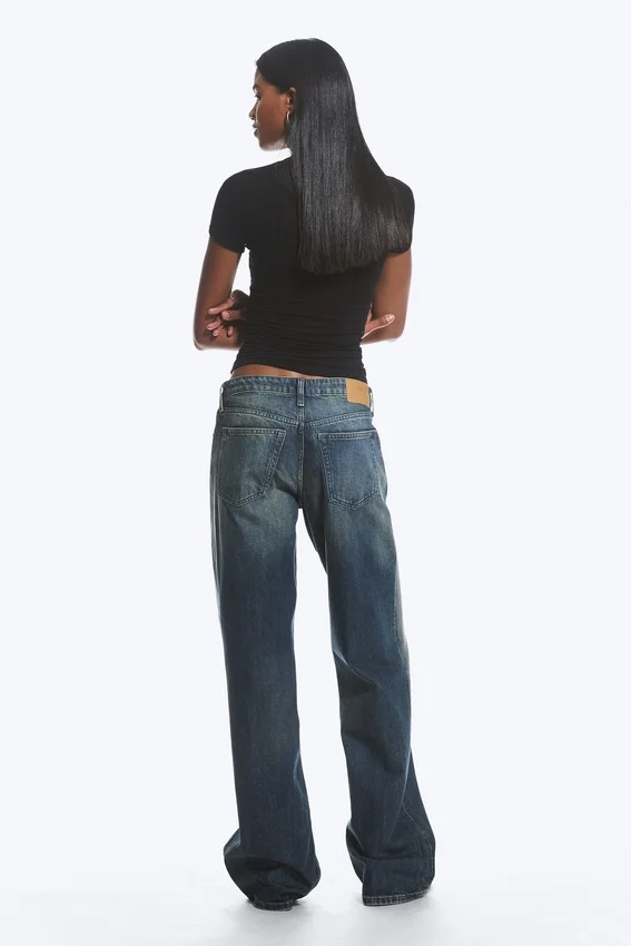 Ample Low Rise Loose Wide Jeans – Baltic Blue – Dark Blue Ample Low Rise Loose Wide Jeans – Baltic Blue – Dark Blue