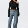 Ample Low Rise Loose Wide Jeans – Blue One – Medium Blue Ample Low Rise Loose Wide Jeans – Blue One – Medium Blue