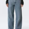 Ample Low Rise Loose Wide Jeans – Blue One – Medium Blue Ample Low Rise Loose Wide Jeans – Blue One – Medium Blue