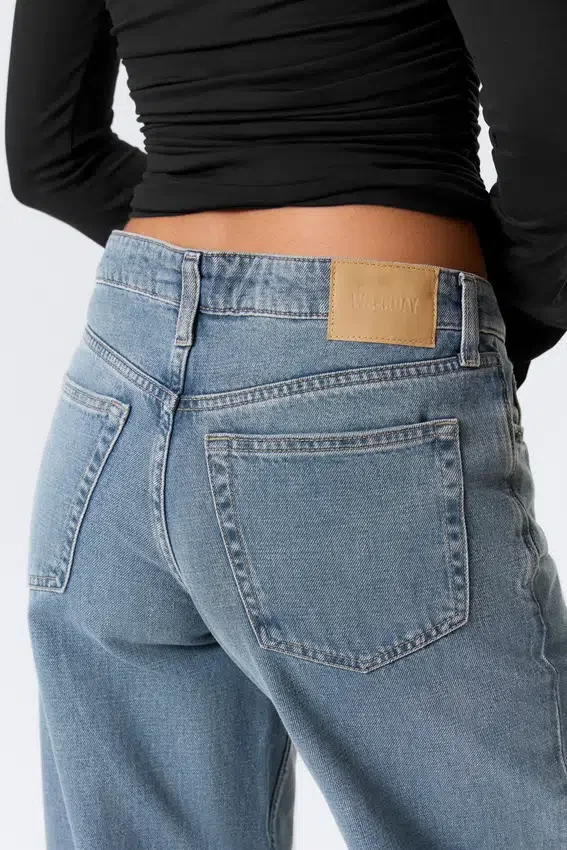 Ample Low Rise Loose Wide Jeans – Blue One – Medium Blue Ample Low Rise Loose Wide Jeans – Blue One – Medium Blue