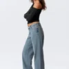 Ample Low Rise Loose Wide Jeans – Blue One – Medium Blue Ample Low Rise Loose Wide Jeans – Blue One – Medium Blue