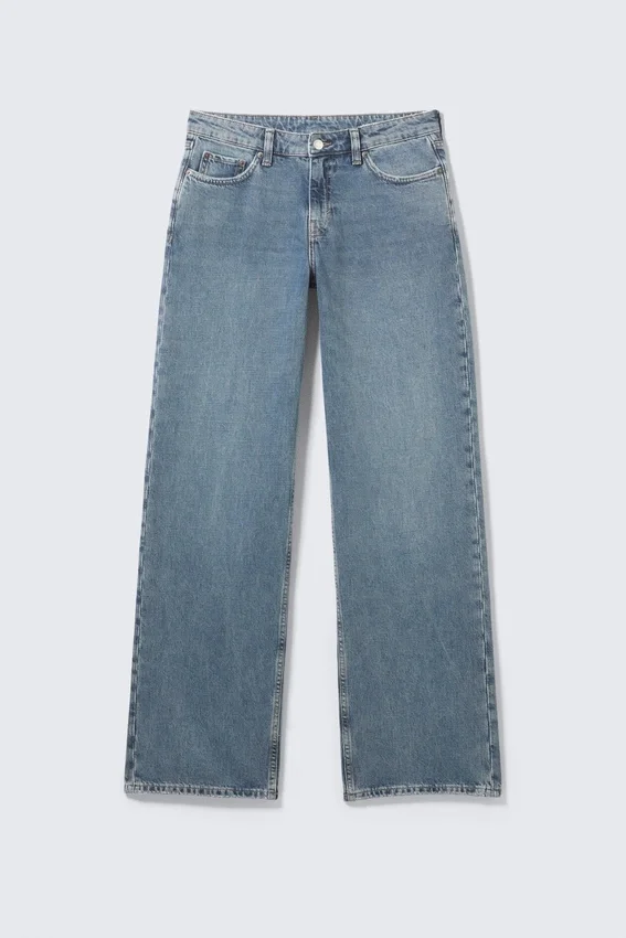 Ample Low Rise Loose Wide Jeans – Blue One – Medium Blue Ample Low Rise Loose Wide Jeans – Blue One – Medium Blue